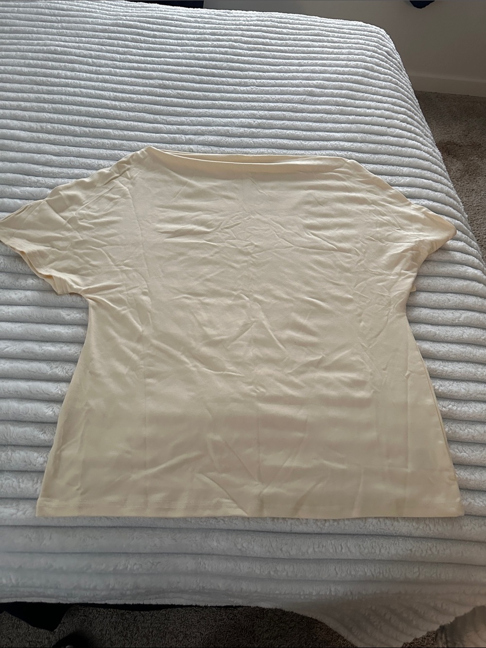 Women’s Cream Short Sleeve Boatneck Top